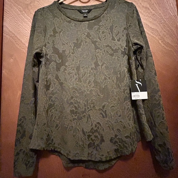 Simply Vera Vera Wang Patterned Long Sleeve Top - green floral - Picture 2 of 7